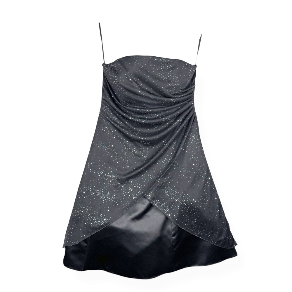 Jump Y2K Strapless Mini Party Dress‎ Womens Size 11 12 Glam Glitter Prom USA